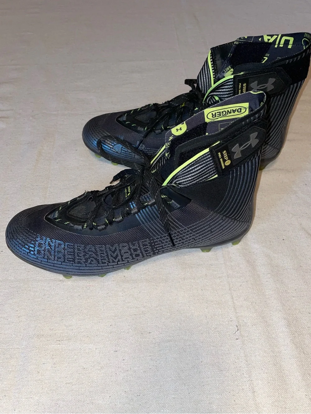 Men's Black, Silver and Neon Green Football Cleats